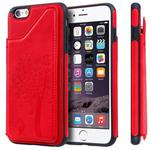 For iPhone 6 Cat Tree Embossing Pattern Shockproof Protective Case with Card Slots & Photo Frame(Red)