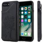 For iPhone 7 Plus / 8 Plus Cat Tree Embossing Pattern Shockproof Protective Case with Card Slots & Photo Frame(Black)