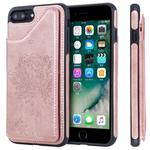 For iPhone 7 Plus / 8 Plus Cat Tree Embossing Pattern Shockproof Protective Case with Card Slots & Photo Frame(Rose Gold)