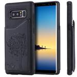 For Galaxy Note 8 Cat Tree Embossing Pattern Shockproof Protective Case with Card Slots & Photo Frame(Black)