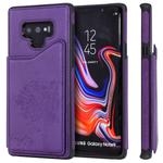 For Galaxy Note 9 Cat Tree Embossing Pattern Shockproof Protective Case with Card Slots & Photo Frame(Purple)