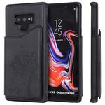 For Galaxy Note 9 Cat Tree Embossing Pattern Shockproof Protective Case with Card Slots & Photo Frame(Black)