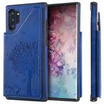 For Galaxy Note 10+ Cat Tree Embossing Pattern Shockproof Protective Case with Card Slots & Photo Frame(Blue)