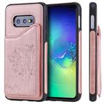For Galaxy S10e Cat Tree Embossing Pattern Shockproof Protective Case with Card Slots & Photo Frame(Rose Gold)