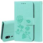 For Galaxy A2 Core Pressed Printing Rose Pattern Horizontal Flip PU Leather Case with Holder & Card Slots & Wallet(Green)
