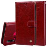 For Huawei P20 Lite (2019) / Nova 5i Business Style Oil Wax Texture Horizontal Flip Leather Case with Holder & Card Slots & Wallet(Brown-Red)