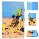 For Galaxy Tab A 8.0 (2019) P200 Colored Drawing Stitching Horizontal Flip Leather Case, with Holder & Card Slots(Pineapple)