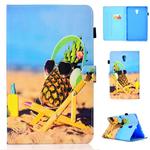 For Galaxy Tab A 10.5 T590 Colored Drawing Stitching Horizontal Flip Leather Case, with Holder & Card Slots(Pineapple)