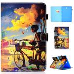 For Galaxy Tab S4 10.5 T830 Colored Drawing Stitching Horizontal Flip Leather Case, with Holder & Card Slots(Bike Boy)