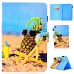 For iPad Mini 1 / 2 / 3 / 4 / 5 Colored Drawing Stitching Horizontal Flip Leather Case, with Holder & Card Slots(Pineapple)