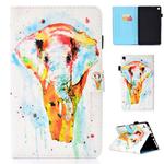 For Amazon Kindle Fire HD 8 Colored Drawing Stitching Horizontal Flip Leather Case, with Holder & Card Slots(Watercolor Elephant)
