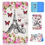 For Galaxy Tab A 8.0 & S Pen (2019) P200 Colored Drawing Stitching Horizontal Flip Leather Case, with Holder & Card Slots(Flower Tower)