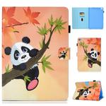 For iPad 5 / 6 / 8 Colored Drawing Stitching Horizontal Flip Leather Case, with Holder & Card Slots(Panda)