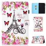 For amazon Kindle Fire HD 10 Colored Drawing Stitching Horizontal Flip Leather Case, with Holder & Card Slots(Flower Tower)