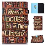 For amazon Kindle Fire HD 10 Colored Drawing Stitching Horizontal Flip Leather Case, with Holder & Card Slots(Library)