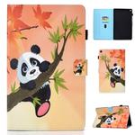 For amazon Kindle Fire HD 10 Colored Drawing Stitching Horizontal Flip Leather Case, with Holder & Card Slots(Panda)