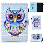 For Amazon Kindle Paperwhite 4 Colored Drawing Stitching Horizontal Flip Leather Case, with Holder & Card Slots(Colored Owl)