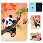 For Kindle Youth Version 2019 Colored Drawing Stitching Horizontal Flip Leather Case, with Holder & Card Slots(Panda)