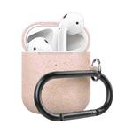 Anti-fall Silicone Charging Box Protective Case with Carabiner for AirPods 2(Rose Gold Pearl)