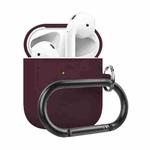 Anti-fall Silicone Charging Box Protective Case with Carabiner for AirPods 2(Burgundy)