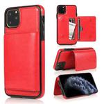 For iPhone 11 Pro Shockproof PU + TPU Protective Case with Card Slots & Holder(Red)