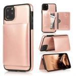 For iPhone 11 Pro Max Shockproof PU + TPU Protective Case with Card Slots & Holder(Rose Gold)