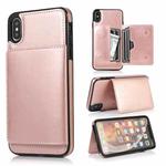 For iPhone X / XS Shockproof PU + TPU Protective Case with Card Slots & Holder(Rose Gold)