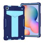 For Samsung Galaxy Tab A7 10.4 (2020) T-shaped Bracket Contrast Color Shockproof PC + Silicone Protective Case(Navy+Blue)