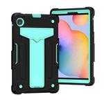 For Huawei MatePad T8 T-shaped Bracket Contrast Color Shockproof PC + Silicone Protective Case(Black+Mint Geen)