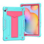 For Huawei MediaPad T5 T-shaped Bracket Contrast Color Shockproof PC + Silicone Protective Case(Mint Green+Rose Red)