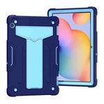 For Huawei MediaPad T5 T-shaped Bracket Contrast Color Shockproof PC + Silicone Protective Case(Navy+Blue)