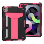 For iPad Air 2022 / 2020 10.9 / iPad Pro 11 T-shaped Bracket Contrast Color Shockproof PC + Silicone Protective Case(Black+Rose Red)