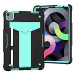 For iPad Air 2022 / 2020 10.9 / iPad Pro 11 T-shaped Bracket Contrast Color Shockproof PC + Silicone Protective Case(Black+Mint Geen)