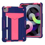 For iPad Air 2022 / 2020 10.9 / iPad Pro 11 T-shaped Bracket Contrast Color Shockproof PC + Silicone Protective Case(Navy+Rose Red)