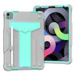 For iPad Air 2022 / 2020 10.9 / iPad Pro 11 T-shaped Bracket Contrast Color Shockproof PC + Silicone Protective Case(Grey+Mint Green)