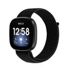 For Fitbit Versa 3 Nylon Loop Watch Band(Black)