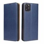 Fierre Shann PU Genuine Leather Texture Horizontal Flip Leather Case with Holder & Card Slots & Wallet For iPhone 11 Pro(Blue)