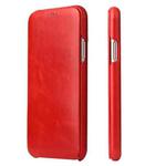 For iPhone X / XS Fierre Shann Business Magnetic Horizontal Flip Genuine Leather Case(Red)