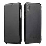 For iPhone XS Max Fierre Shann Business Magnetic Horizontal Flip Genuine Leather Case(Black)