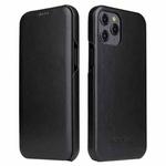 For iPhone 12 / 12 Pro Fierre Shann Business Magnetic Horizontal Flip Genuine Leather Case(Black)