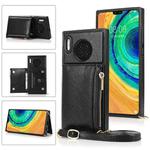 For Huawei Mate 30 Square Zipper Wallet Bag TPU+PU Back Cover Case with Holder & Card Slots & Wallet & Cross-body Strap(Black)