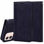 For iPhone 12 mini Frosted Business Magnetic Horizontal Flip PU Leather Case with Holder & Card Slot & Lanyard (Black)