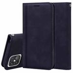 For iPhone 12 / 12 Pro Frosted Business Magnetic Horizontal Flip PU Leather Case with Holder & Card Slot & Lanyard(Black)