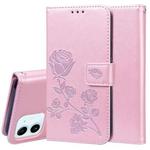 For iPhone 12 mini Rose Embossed Horizontal Flip PU Leather Case with Holder & Card Slots & Wallet (Rose Red)