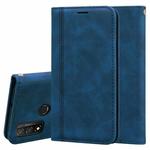 For Huawei P Smart (2020) Frosted Business Magnetic Horizontal Flip PU Leather Case with Holder & Card Slot & Lanyard(Blue)