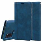For Samsung Galaxy A21s Frosted Business Magnetic Horizontal Flip PU Leather Case with Holder & Card Slot & Lanyard(Blue)
