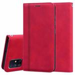 For Samsung Galaxy M51 Frosted Business Magnetic Horizontal Flip PU Leather Case with Holder & Card Slot & Lanyard(Red)