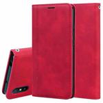 For Xiaomi Redmi 9A Frosted Business Magnetic Horizontal Flip PU Leather Case with Holder & Card Slot & Lanyard(Red)