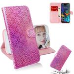 For LG K50 / Q60 Solid Color Colorful Magnetic Buckle Horizontal Flip PU Leather Case with Holder & Card Slots & Wallet & Lanyard(Pink)