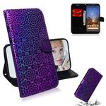 For Google Pixel 3A Solid Color Colorful Magnetic Buckle Horizontal Flip PU Leather Case with Holder & Card Slots & Wallet & Lanyard(Purple)